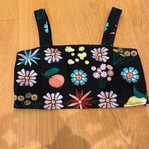 STAUD Regina floral-embroidered tank top size 2